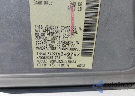 2014 Nissan Altima 2.5/2.5 S/2.5 Sl/2.5 Sv из США, поврежденный, VIN 1N4AL3AP2EN349797